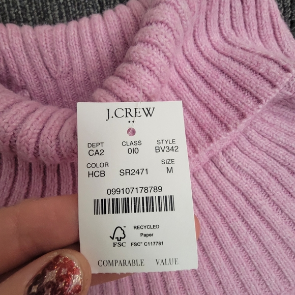 NWT J.Crew Turtleneck Sweater Medium Pink Ribbed Warm Pastel Barbiecore … - Picture 3 of 7